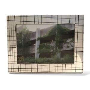 Vintage Y2K Mirrored Geometric Photo Frame w Signed Print